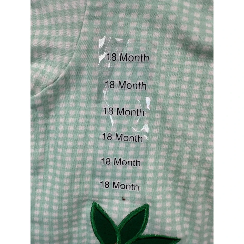 NWT‎ Vintage Y2K Pat the Bunny Romper 18M Green Gingham Bunny Carrot One Piece
